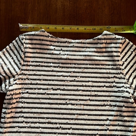 NWOT MASION JULES Striped Black & White Sequin Top Size:Small - Picture 2 of 11